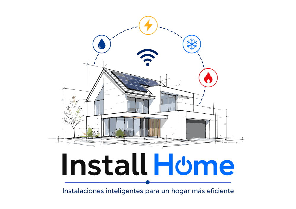 Logo de InstallHome: hogar, electricidad, agua, calefacción y conectividad
